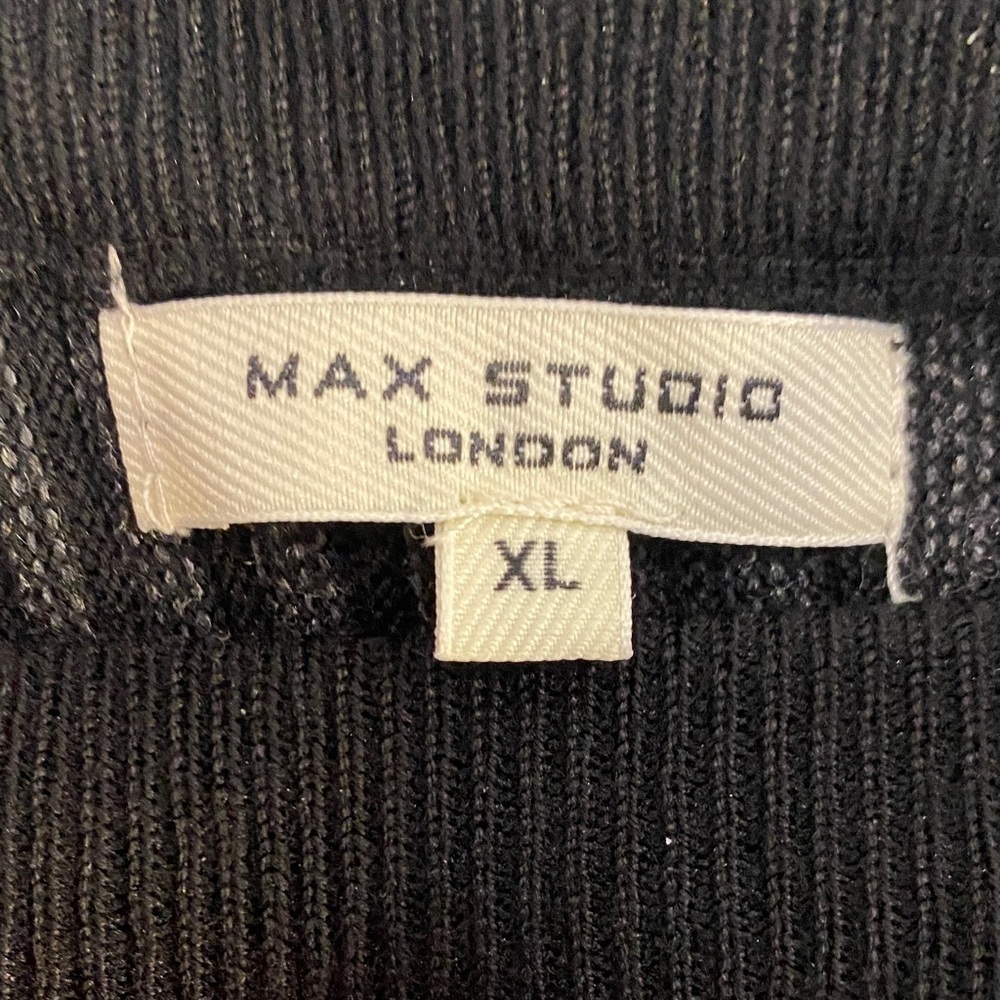 Max Studio A-Line Pleated Knit Midi Skirt Academia Winter Black Gray Size XL-1X - Picture 2 of 11